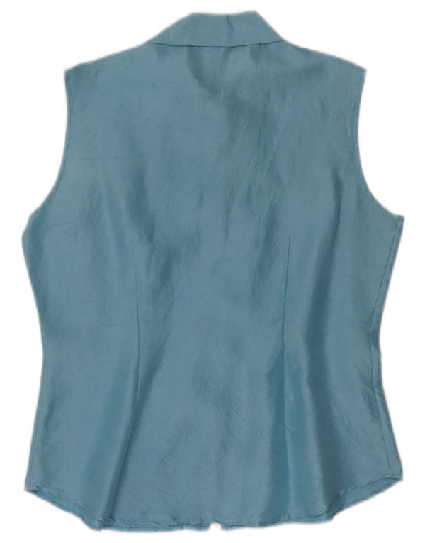 Bluză cămașă fără mâneci pentru femei Project UK 10 Small Blue Silk