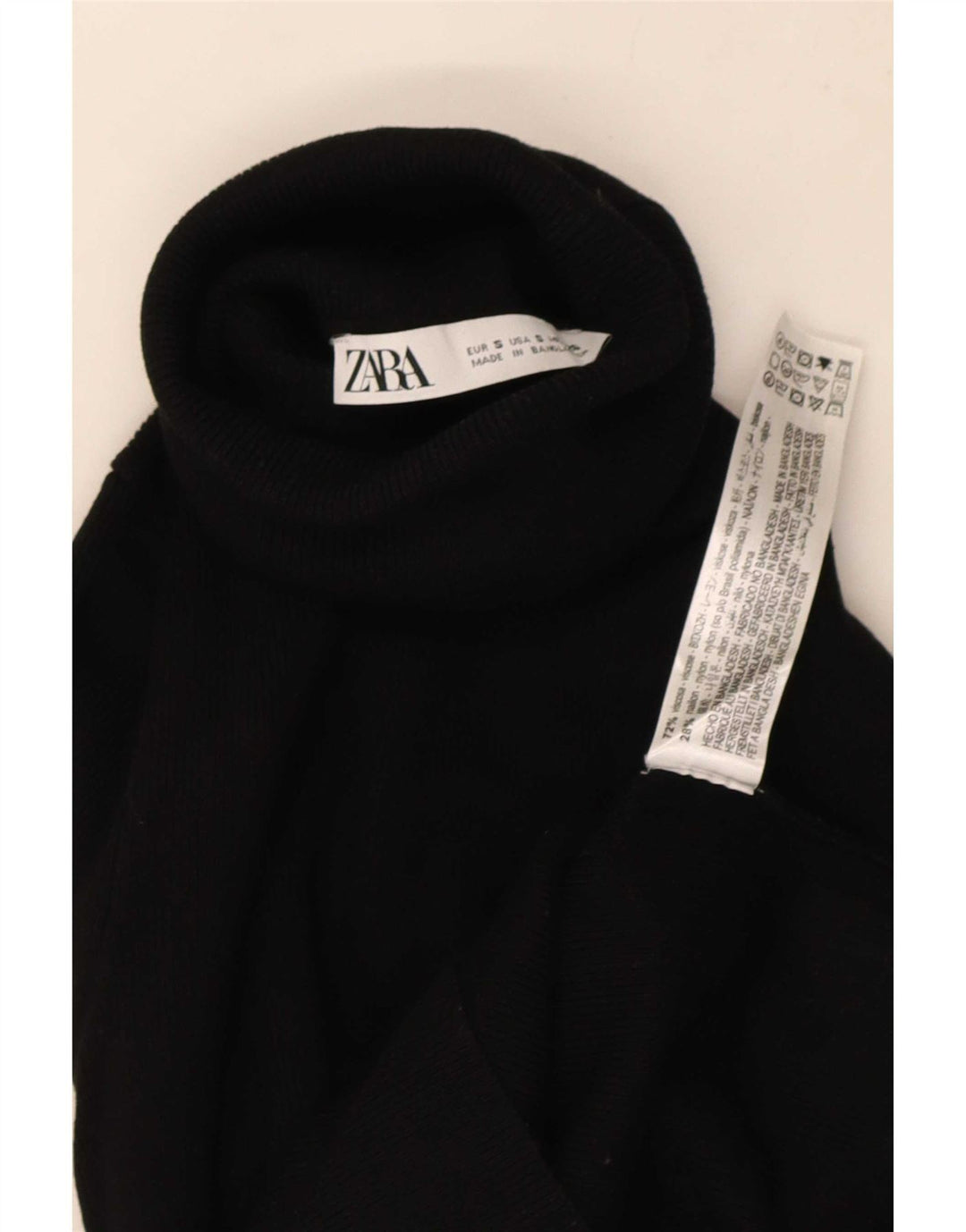 Crop Top pentru femei Zara cu mânecă lungă UK 8 mic, negru, viscoză