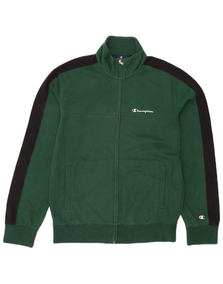 Jachetă pentru trening pentru bărbați Champion, bumbac color bloc verde mediu