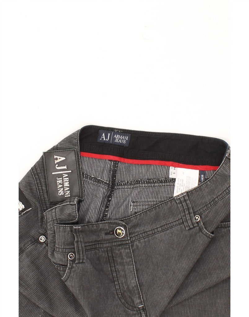 ARMANI Womens Tulip Skirt IT 44 Medium W30  Grey Striped Cotton Vintage Armani and Second-Hand Armani from Messina Hembry 