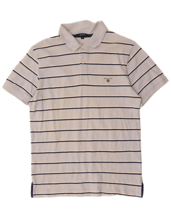 Tricou polo pentru bărbați Gant, bumbac cu dungi albastre medii