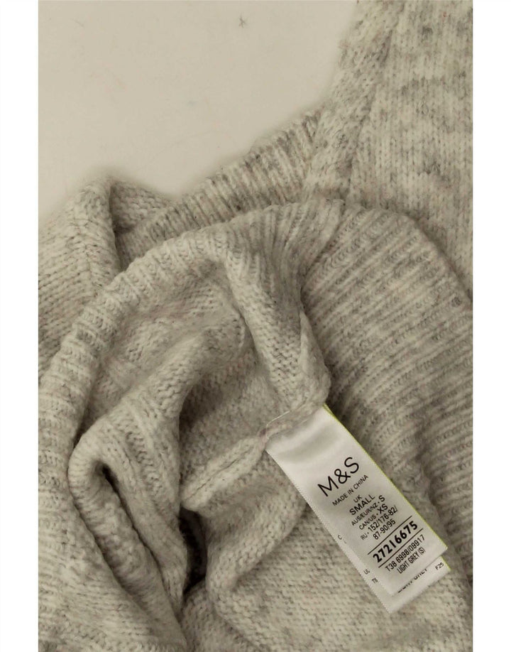 Pulover cu gât polo Marks & Spencer pentru bărbați, mic, gri, pete acrilic