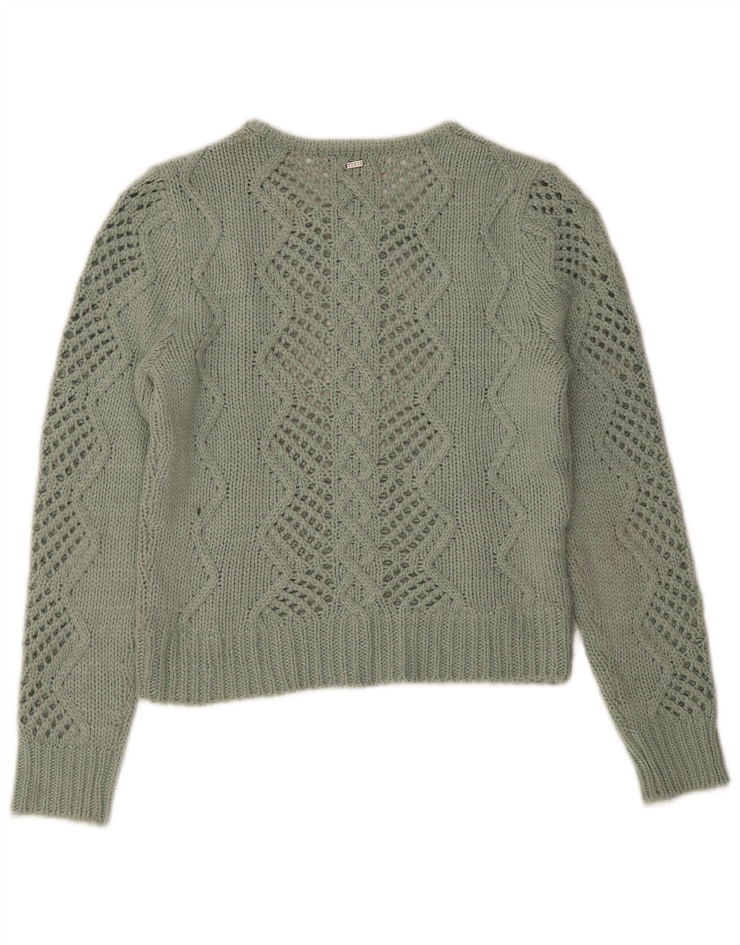 Pulover Guess pentru femei cu decolteu triplu UK 12, verde mediu acrilic