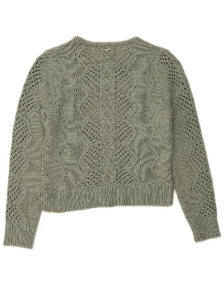 Pulover Guess pentru femei cu decolteu triplu UK 12, verde mediu acrilic