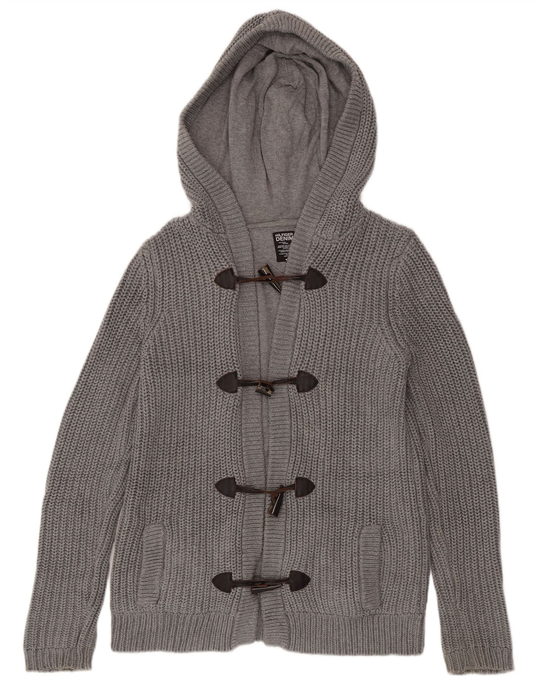 Pulover cardigan cu glugă pentru bărbați Tommy Hilfiger, bumbac gri mediu