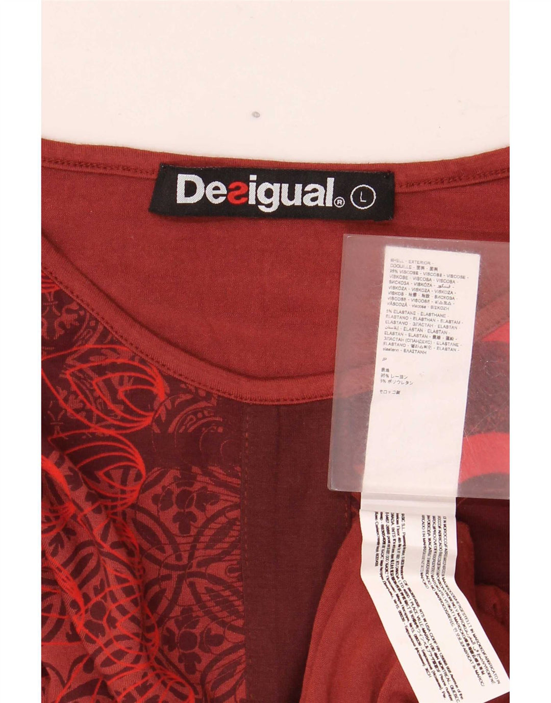 Bluză Desigual cu model abstract pentru femei UK 14 Viscoză mare roșie