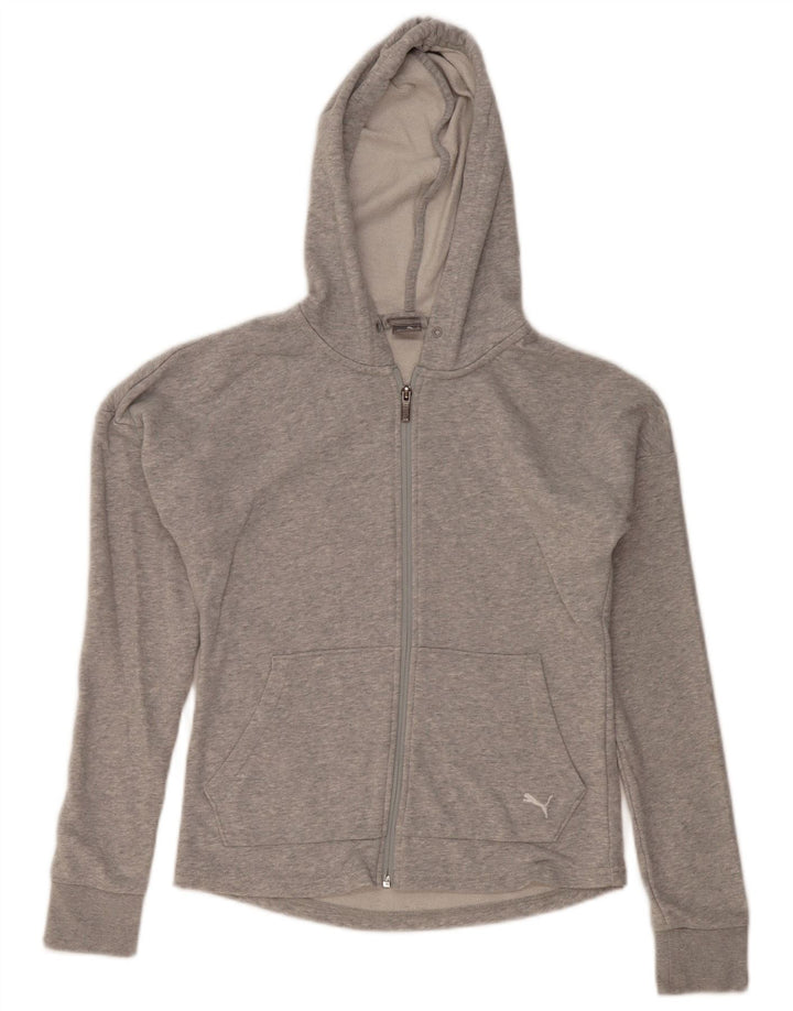 PUMA Womens Zip Hoodie Sweater UK 14 Medium Grey Flecked Vintage Puma and Second-Hand Puma from Messina Hembry 