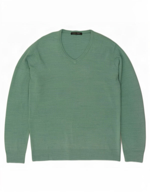 Pulover pentru bărbați Marks & Spencer cu decolteu în V, mare, verde acrilic