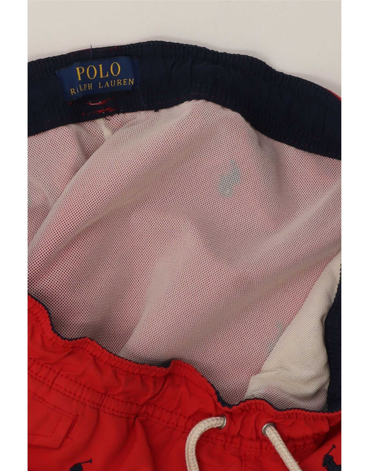 Pantaloni scurți de înot grafic Polo Ralph Lauren pentru bărbați, poliester roșu mic