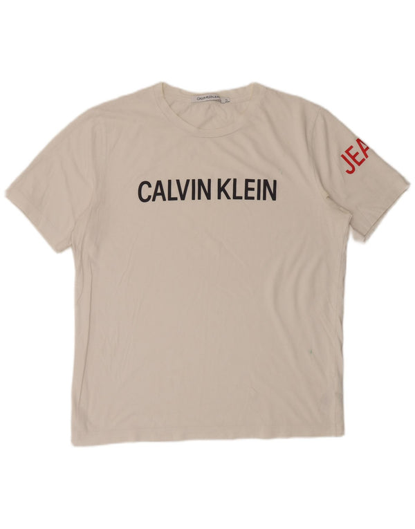 Tricou grafic pentru bărbați Calvin Klein Jeans Top XL Bumbac alb