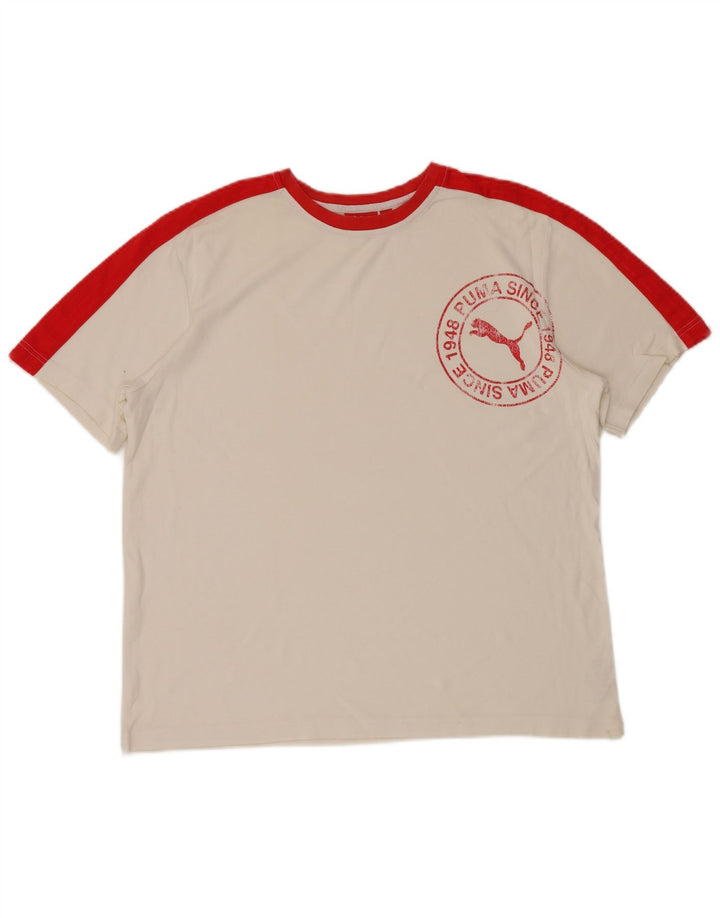 Tricou grafic PUMA pentru bărbați Top XL, alb, bumbac color bloc