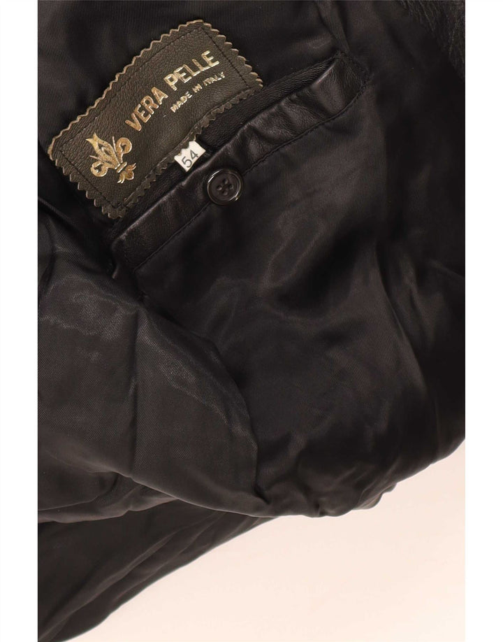 Palton din piele vintage pentru bărbați IT 54 2XL negru