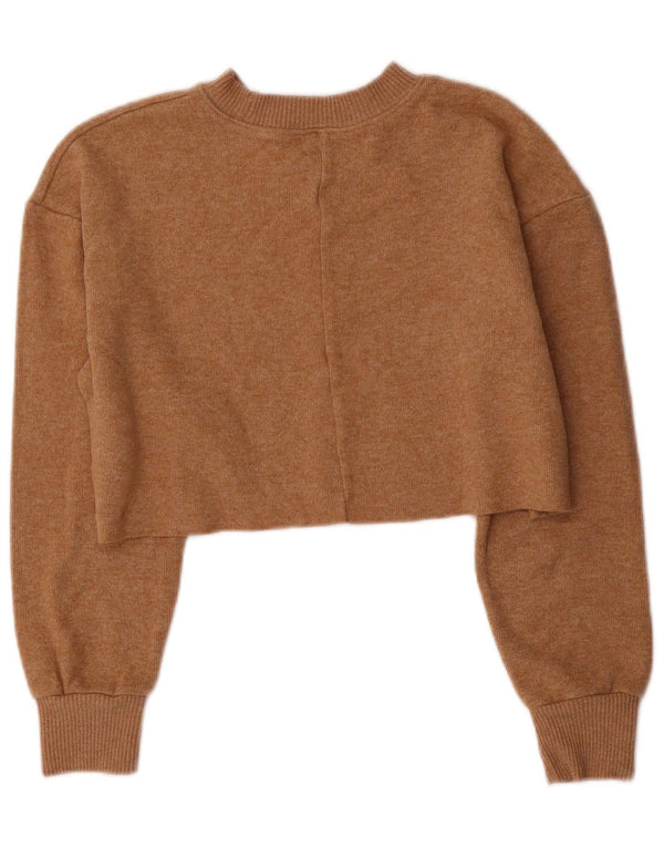 Pulover de damă Zara Crop oversized cu decolteu triplu UK 10 Maro mic