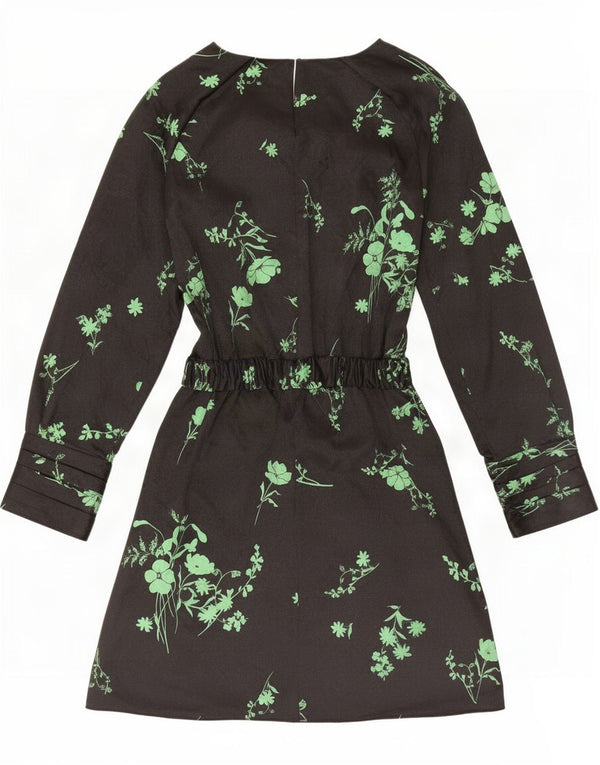 Rochie în formă de A cu mânecă lungă pentru femei Zara UK 12 Medium Negru Poliester floral