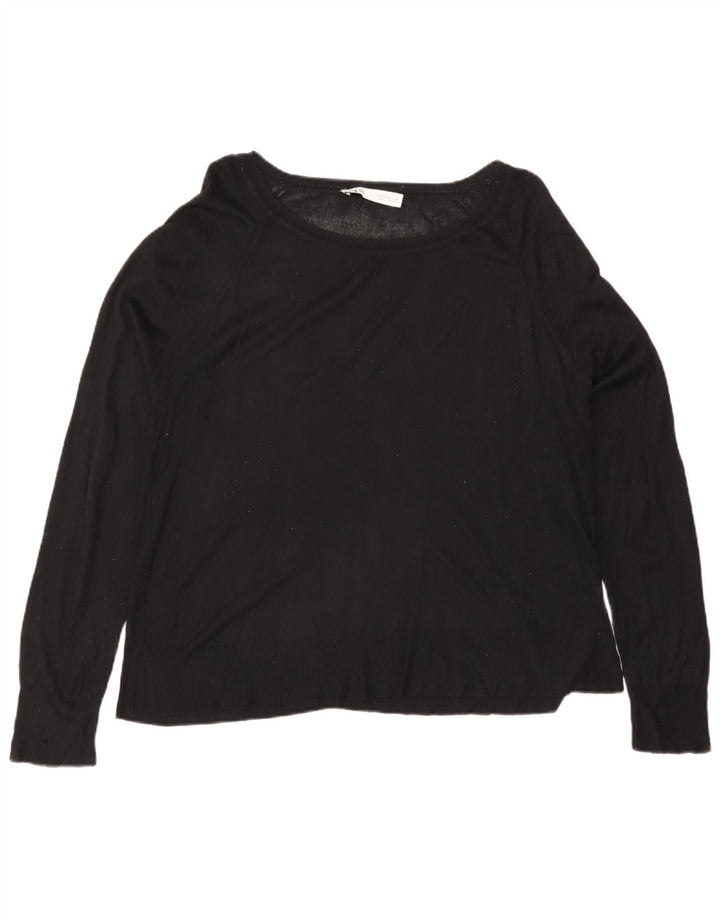 Pulover pentru femeie cu gât de barcă Zara UK 14 Medium Negru