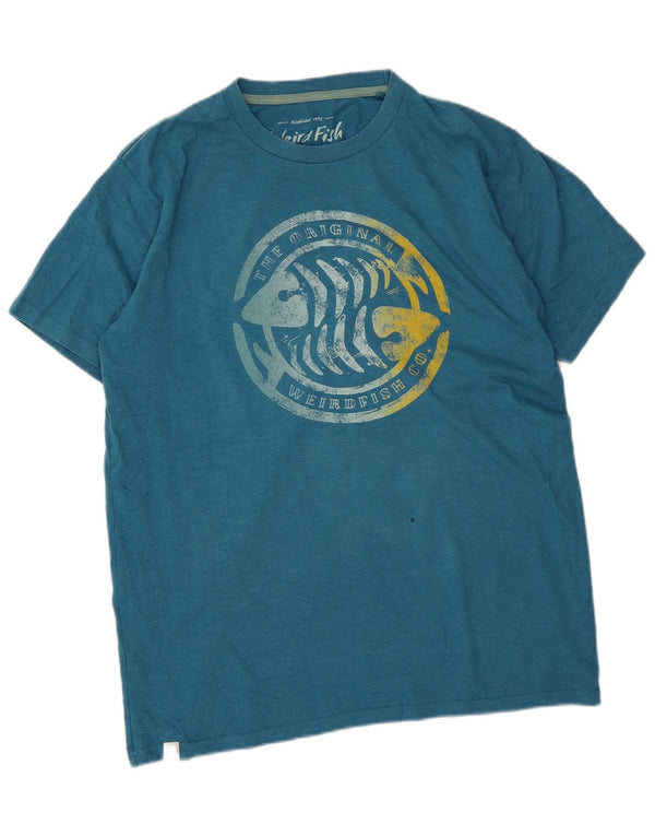 Tricou grafic pentru bărbați Weird Fish Top XL Bumbac albastru