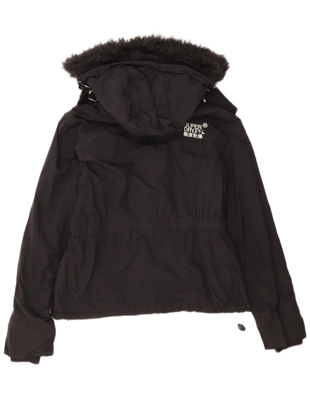 Jachetă de vânt cu glugă Superdry pentru femei UK 16, mare, negru, poliester