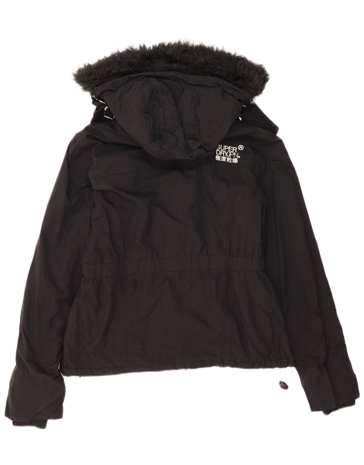 Jachetă de vânt cu glugă Superdry pentru femei UK 16, mare, negru, poliester