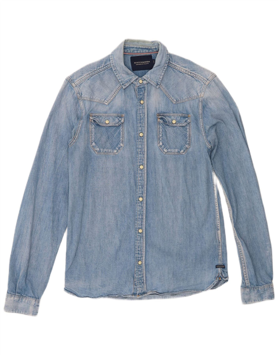 Cămașă din blugi pentru bărbați Scotch & Soda, bumbac albastru mediu