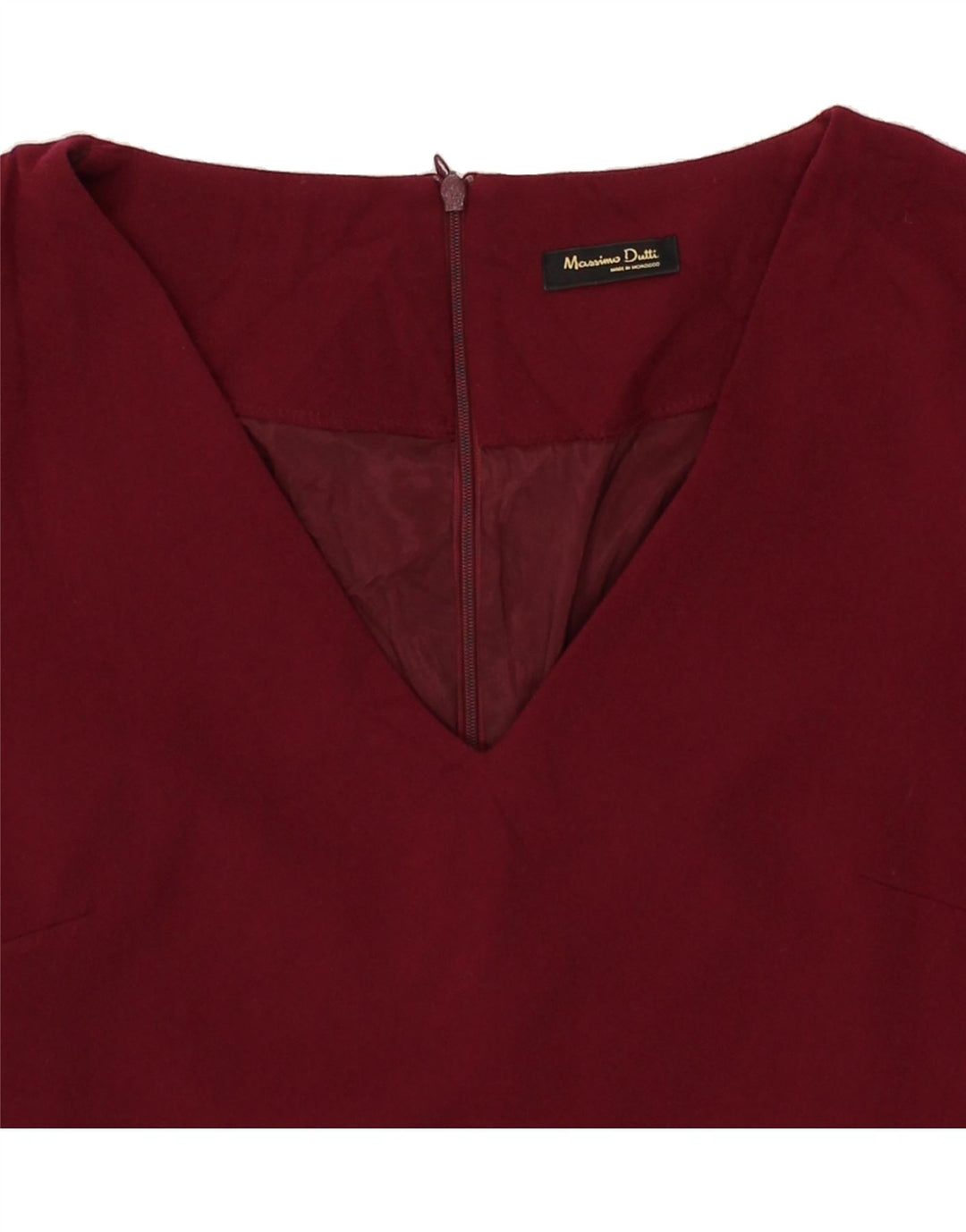 MASSIMO DUTTI Womens 3/4 Sleeve Basic Dress EU 40 Medium Burgundy Vintage Massimo Dutti and Second-Hand Massimo Dutti from Messina Hembry 