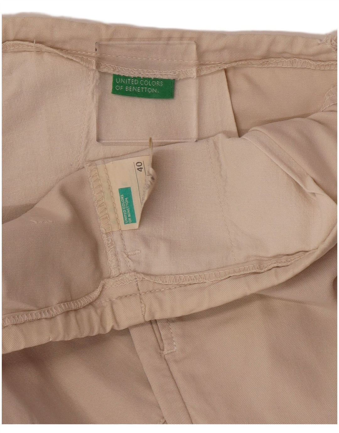 Pantaloni cargo drepti pentru femei Benetton IT 40 Small W30 L32 Bej Bumbac
