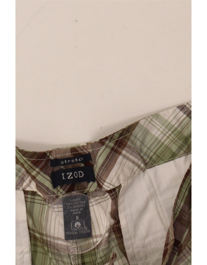 Pantaloni scurti chino IZOD pentru femei US 8 Medium W32 Kaki Check Bumbac