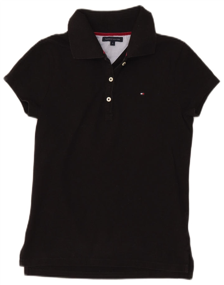 Tricou polo TOMMY HILFIGER pentru femei UK 8 mic bumbac negru