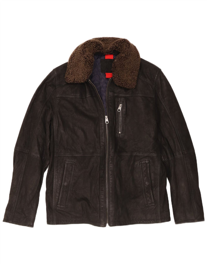 Jachetă de piele vintage pentru bărbați UK 40 Large Black