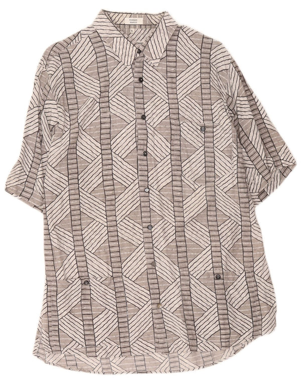 Cămașă Vintage pentru bărbați cu mânecă scurtă XL gri geometrică