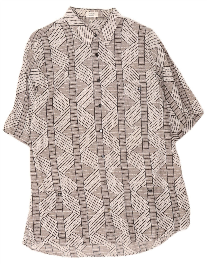 Cămașă Vintage pentru bărbați cu mânecă scurtă XL gri geometrică