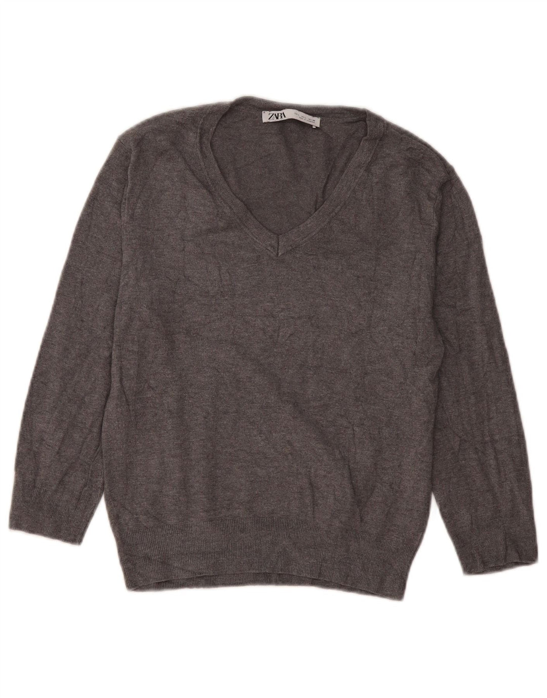 Pulover pentru femei cu decolteu în V Zara UK 16 mare gri