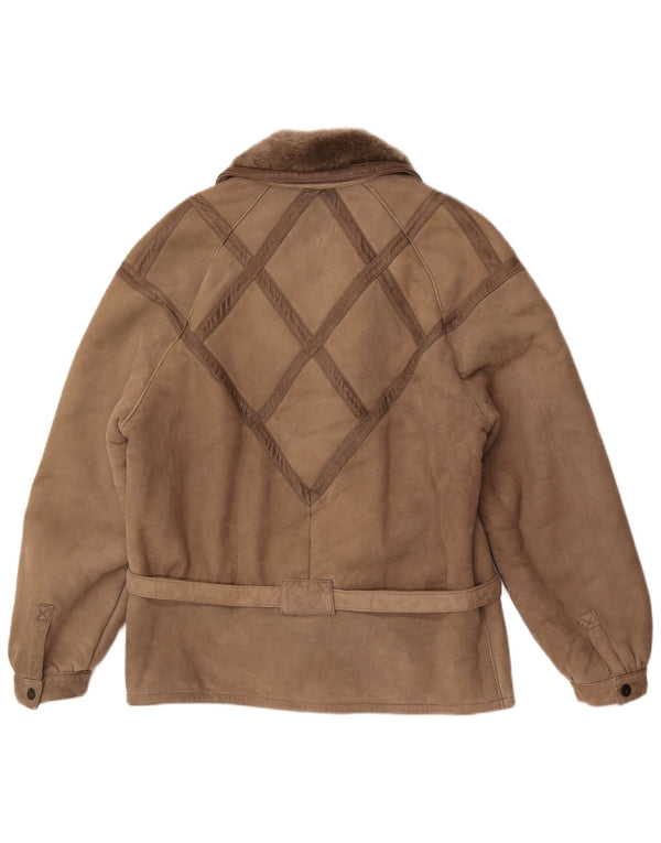 Jachetă vintage pentru femei din shearling UK 18 XL gri