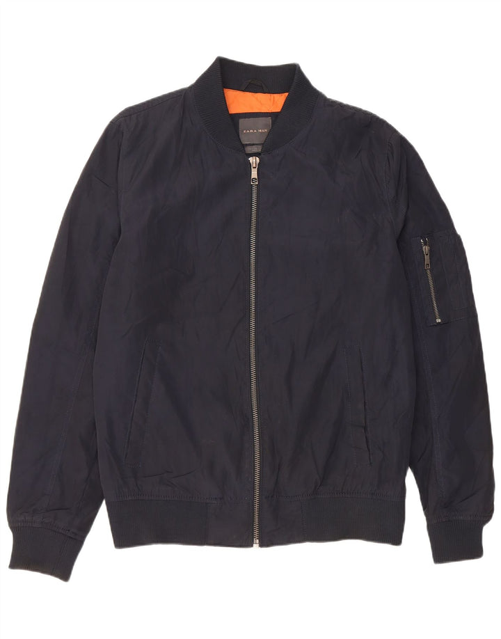 Bomber pentru bărbați Zara UK 40 mare, albastru, poliester