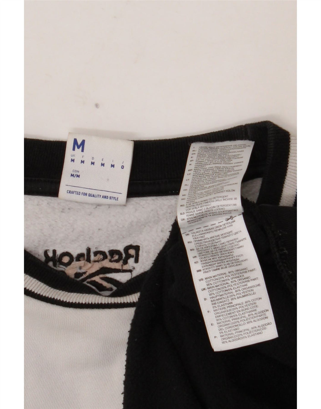 Hanorac grafic pentru bărbați REEBOK Pulover mediu negru, bumbac color bloc