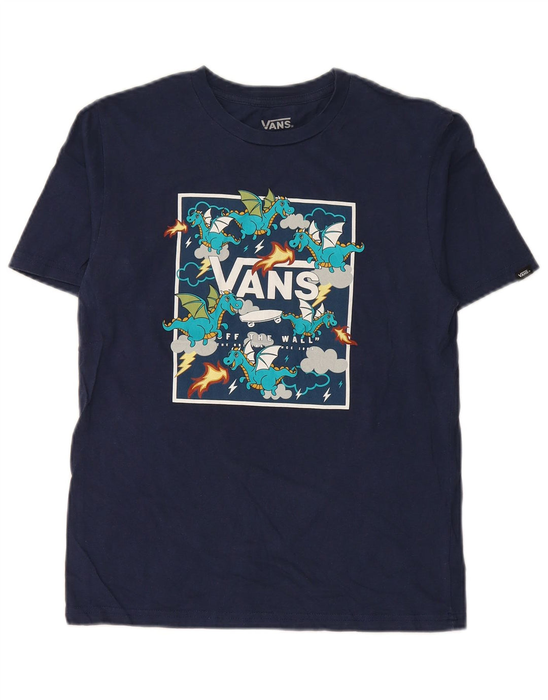 Tricou grafic VANS pentru băieți, cu croiala clasică, 12-13 ani, mare, bleumarin