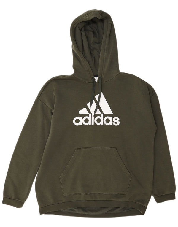 Pulover cu glugă supradimensionat pentru femei Adidas, Marea Britanie 12/14, bumbac verde mediu