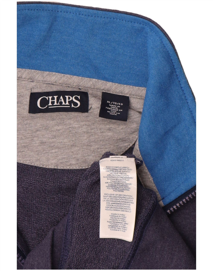 Pulover pentru bărbați Chaps, cu fermoar, cu gât, XL, bumbac bleumarin