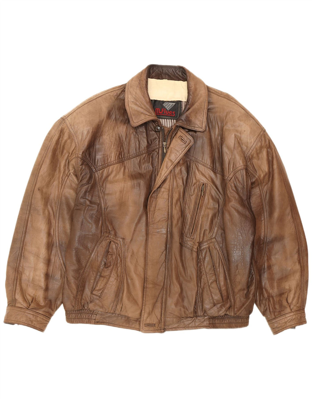 Geacă din piele vintage pentru bărbați IT 54 2XL maro din piele retro