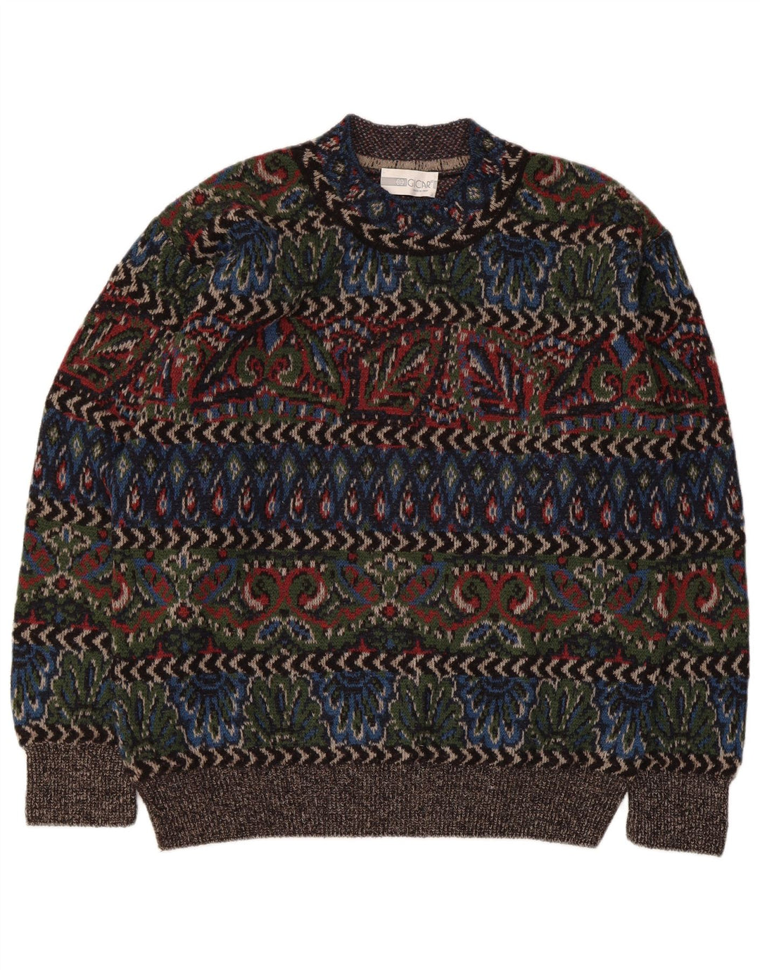 Pulover vintage pentru bărbați cu gât țestoasă, lână geometrică, multicoloră