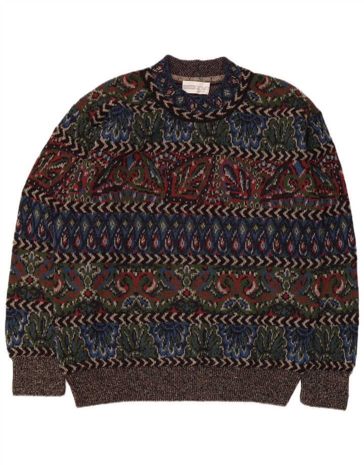 Pulover vintage pentru bărbați cu gât țestoasă, lână geometrică, multicoloră