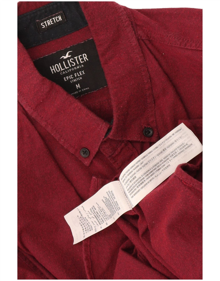 Cămașă Hollister pentru bărbați, bumbac burgundy mediu