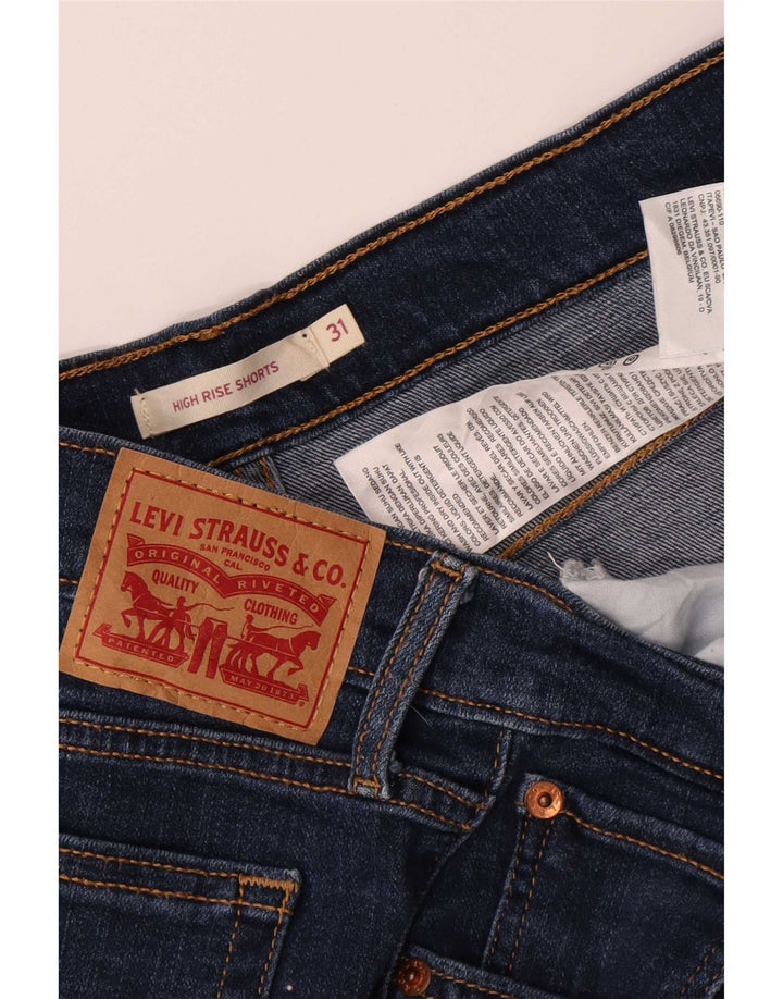 Pantaloni scurți din denim cu talie mare Levi's W31, bumbac albastru mediu