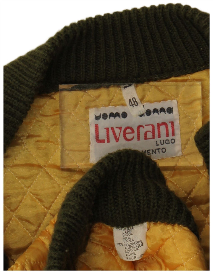 Pulover cardigan fără mâneci pentru bărbați Liverani IT 48 Medium Khaki Lână