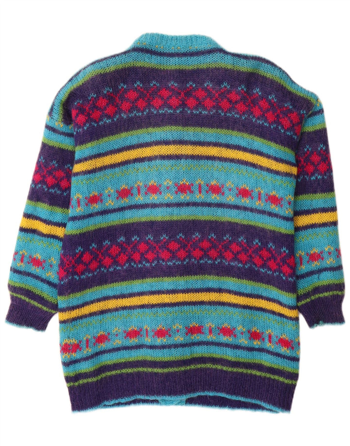 Pulover Cardigan Vintage pentru Damă UK 14 Medium Multicolor Fair Isle