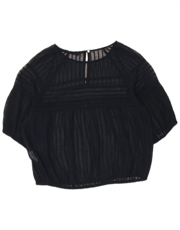 Bluză Crop Top Femei Zara UK 14 Medium Bleumarin Poliester cu dungi