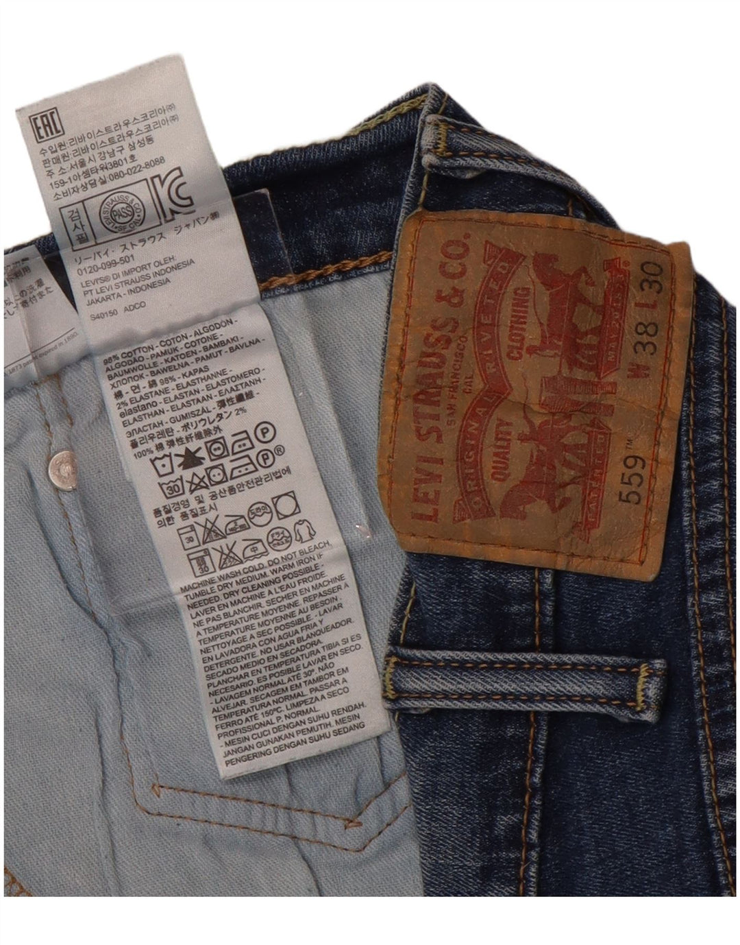 Pantaloni scurți din blugi pentru bărbați LEVI'S 559 W38 XL, bumbac albastru