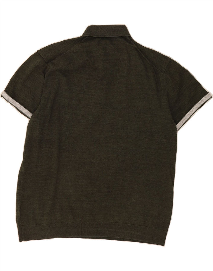 MARKS & SPENCER Mens Polo Shirt XL Khaki Cotton Vintage Marks & Spencer and Second-Hand Marks & Spencer from Messina Hembry 