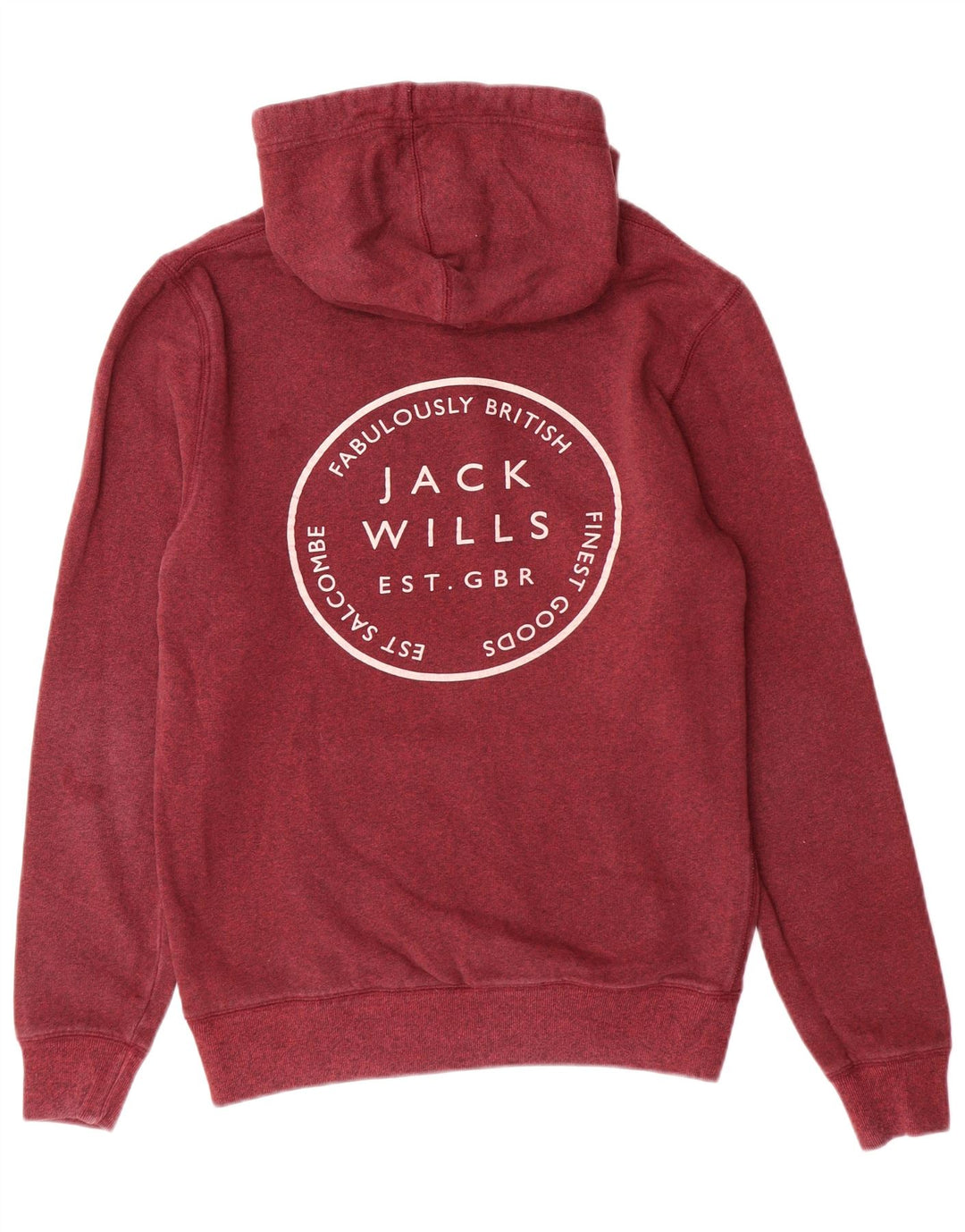 JACK WILLS Pulover cu glugă cu grafică pentru bărbați, bumbac cu pete burgundy