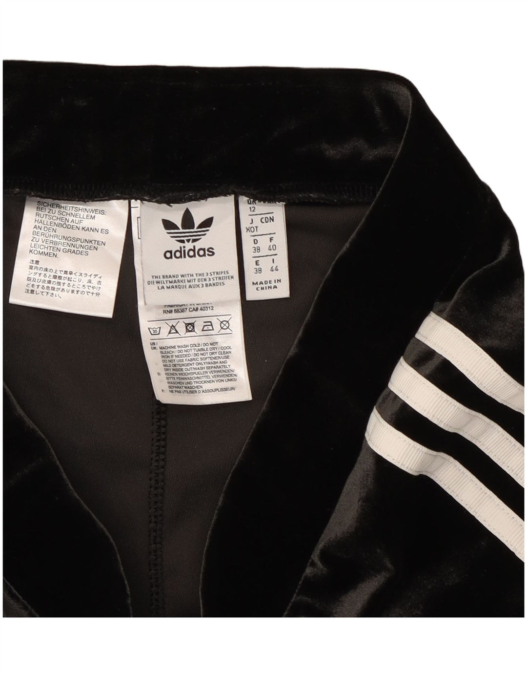 Leggings din Velour pentru femei Adidas UK 12 Poliester mediu negru