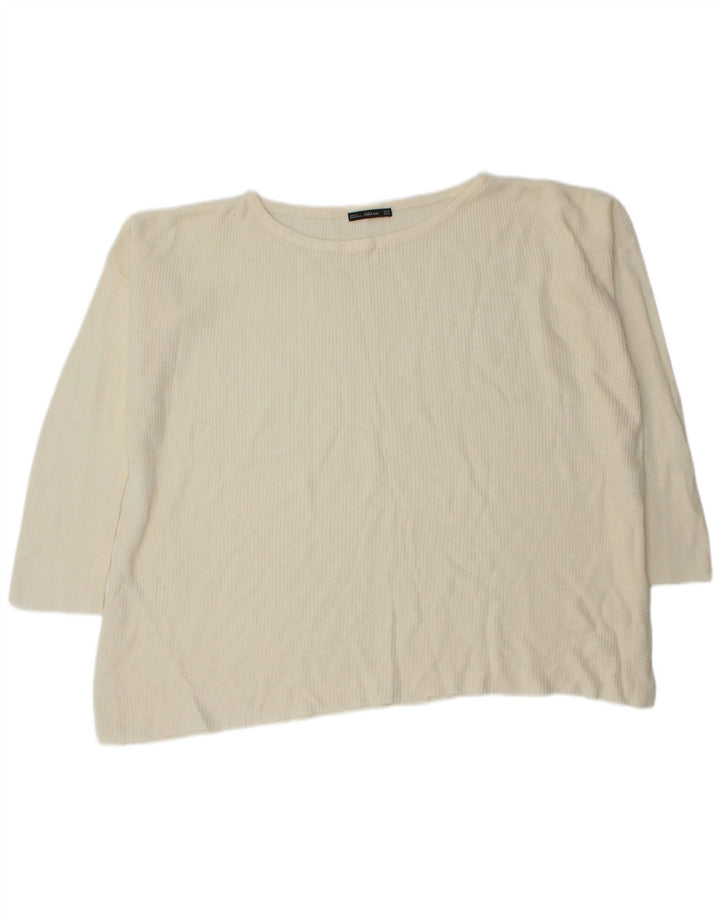 Pulover de damă Zara supradimensionat cu gât de barcă UK 14 Medium Off White